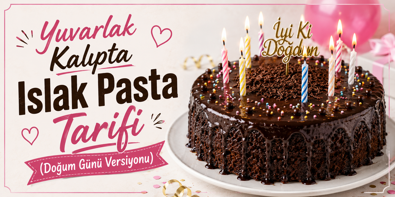 Yuvarlak Kalıpta Islak Pasta Tarifi (Doğum Günü Versiyonu) ile post görseli